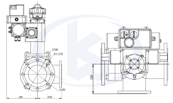 深海電液三通球閥外形尺寸