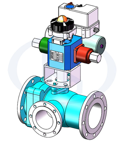 智能型電液動三通球閥結(jié)構(gòu)示意圖